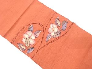 手織り紬　椿模様織り出し名古屋帯